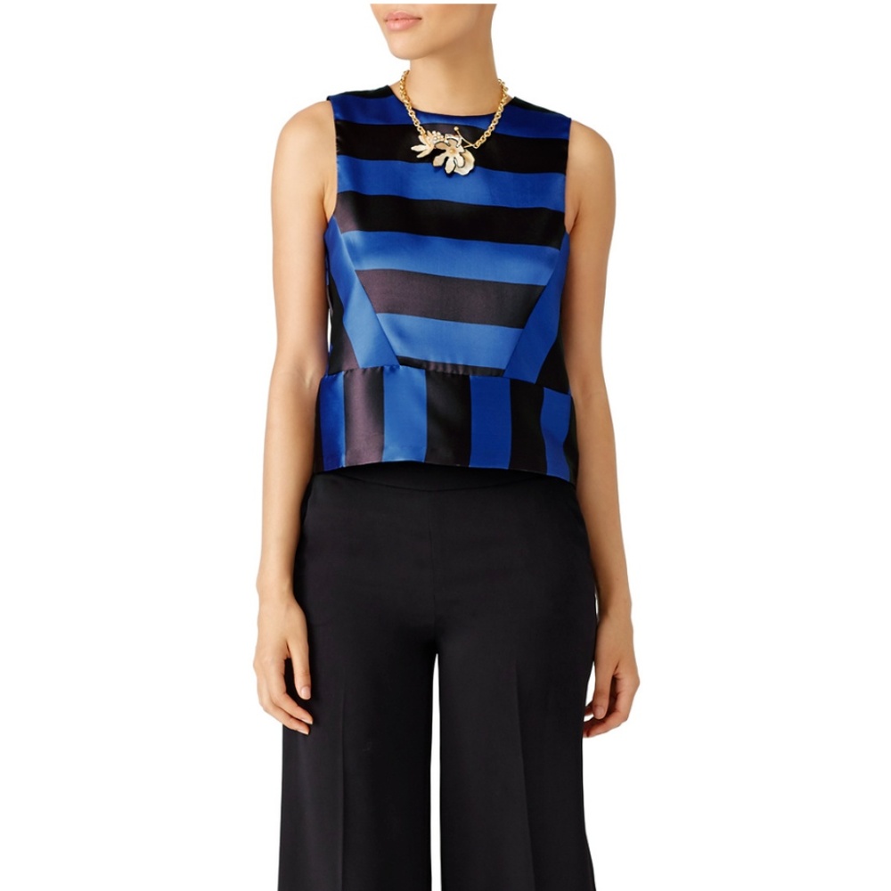 English Factory Black/Blue Striped Top-S